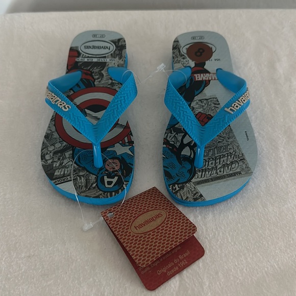 HAVAIANAS Boys Blue Captain America Flip Flops - Picture 5 of 10